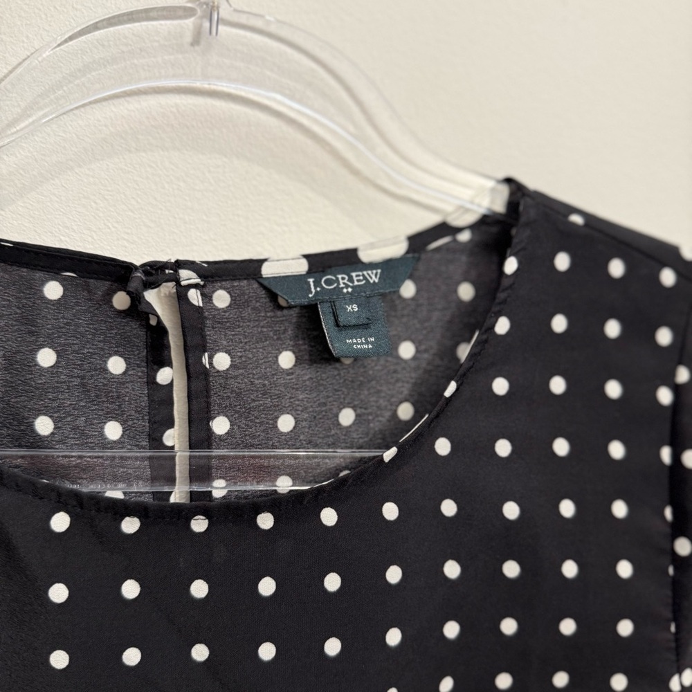 J. Crew White & Black Polka Dot Women's Blouse 3 Quarter Length Sleeve Size XS - Picture 3 of 8
